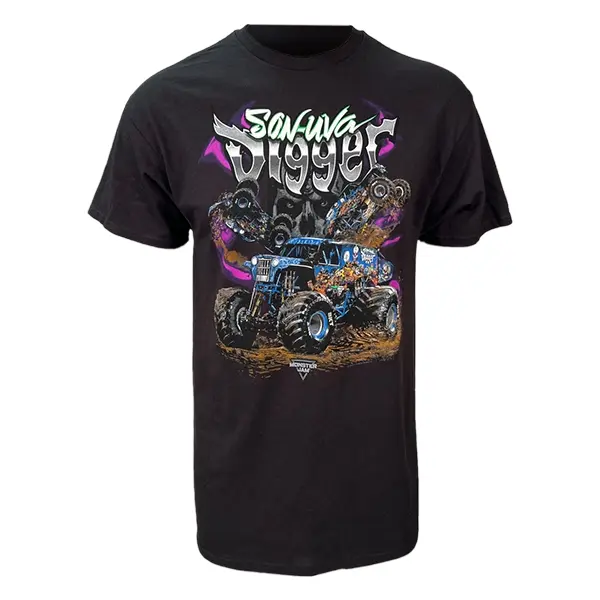 Son-uva Digger Triple Tee, Monster car merch, For gift, for him, for her.