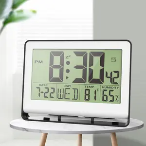 2025 new digital smart table clock LCD big screen desk&wall alarm clock snooze function temperature&humidity office home decor