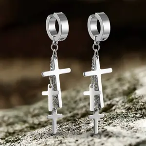GTHIC Cross Stainless Steel Ear Clip Statement Jewelry Fashion Accessories for Women Daily Wear