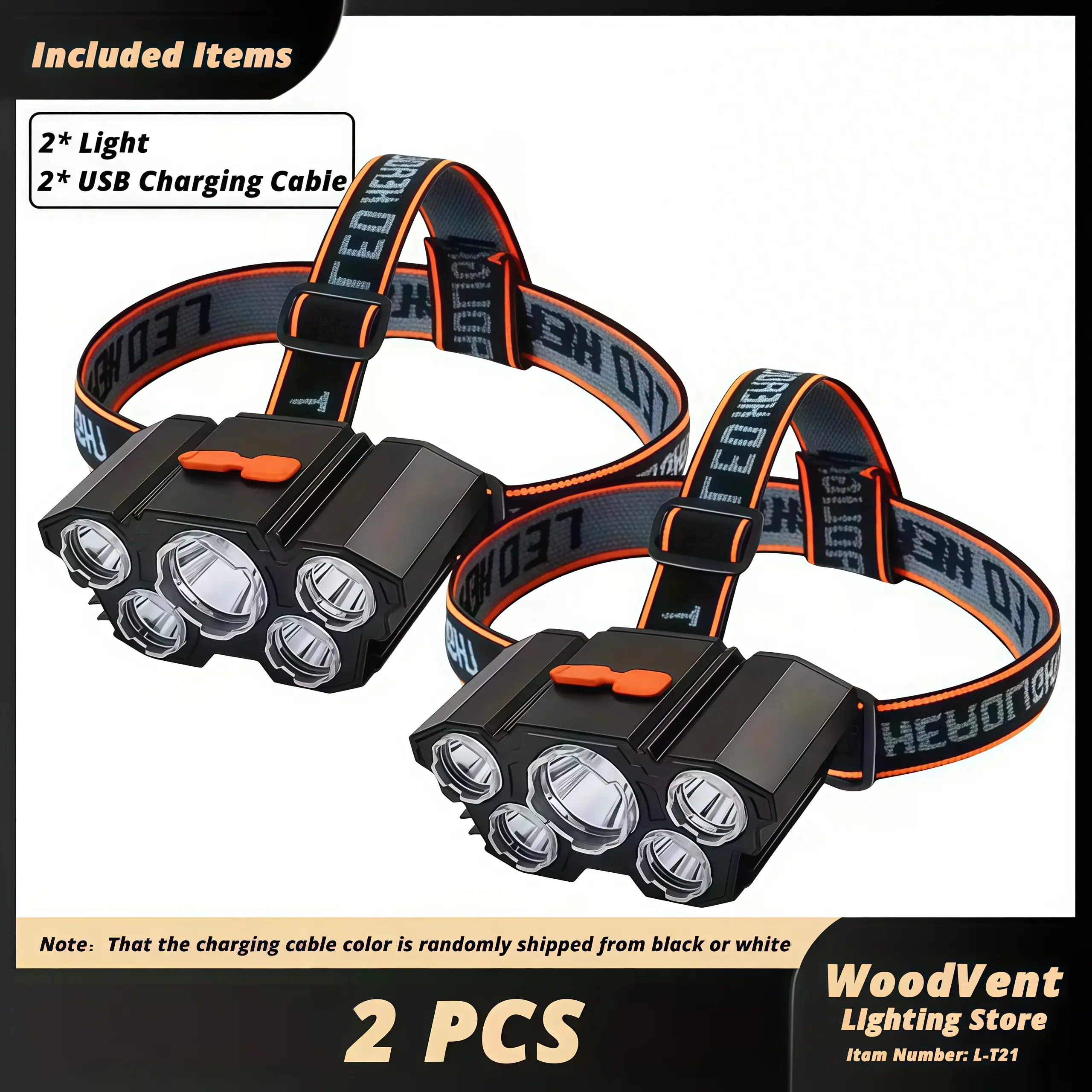2 Counts Rechargeable LED Head Lamp,4 Light Modes Waterproof Adjustable Head Flashlight,Bright Forehead Headlight Compatible with Hard Hat,Multipurpose for Adults,Perfect for Camping,Hiking,Running,Outdoor Activities,Power Outage,Daily Emergency Lighting