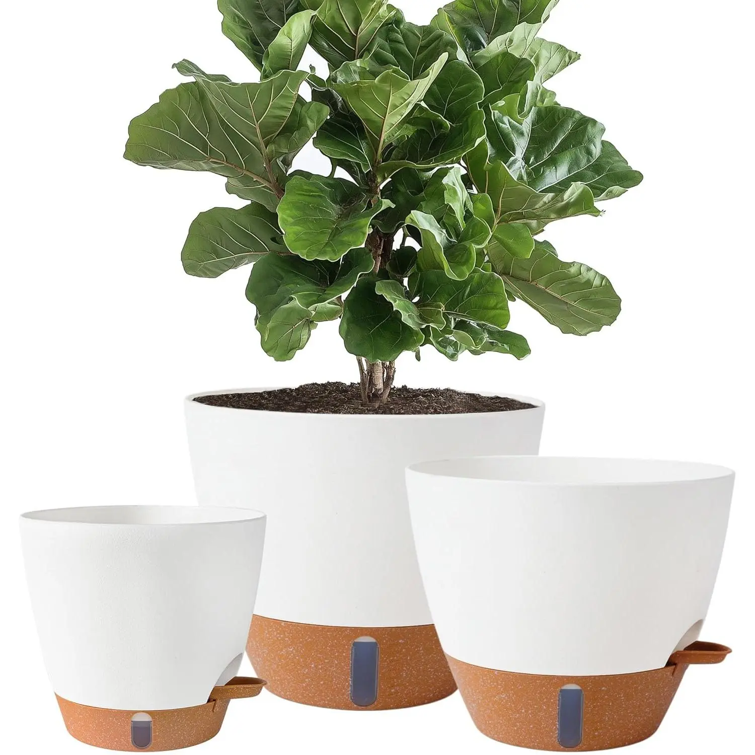 8/10/12 Inch Self Watering Pots for Indoor/Outdoor Plants - Large Plastic  Planter with Drainage Holes, Water Level Indicator & Deep Reservoir, Modern  Decorative Flower Pots (White) - TikTok Shop