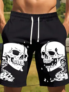 Men's Shorts Summer New Arrival Skull Print Casual Sports Regular Fit Plus Size Travel & Holiday Outdoor Camping Elasticated Waist Drawstring Trousers