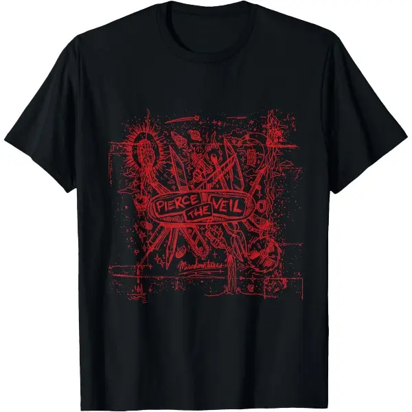 Pierce The Veil Red Print T-Shirt Pierce The Veil Red Print T-Shirt