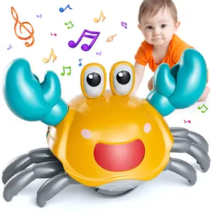 Sensory Fun Moving Crab Toy with Sound and light for Kids, Birthday Gifts for Boys Girls,Interactive Musical Crawling Crab Toy with LED Light Up Electronic Sensing Technology & Music for Kids, Crawling Crab Toy, Walking and Dancing Crab Toy