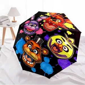 Five Nights at Freddy's08 pattern printed new umbrella, 1 automatic folding umbrella, portable foldable travel umbrella, outdoor umbrella, Christmas birthday Festival gift