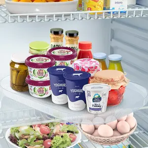 Turntable Organizer for Refrigerator Lazy Susan 15.7'' Rectangular Cabinet Turntable Storage Fridge Organizer for Easy Access, 360° Rotating Plate for Kitchen Dining Table Pantry