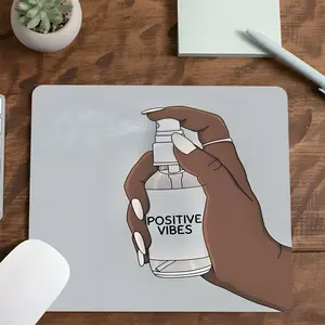 Positive Vibes Spray Themed Square mouse pad, Gaming Mouse Pad, Aesthetic Desktop Decorative Protective Pad, Rubber Anti-slip Lockedge Work Pad, Small Size Suitable for Laptop, Desktop Computer Games, Work, Family