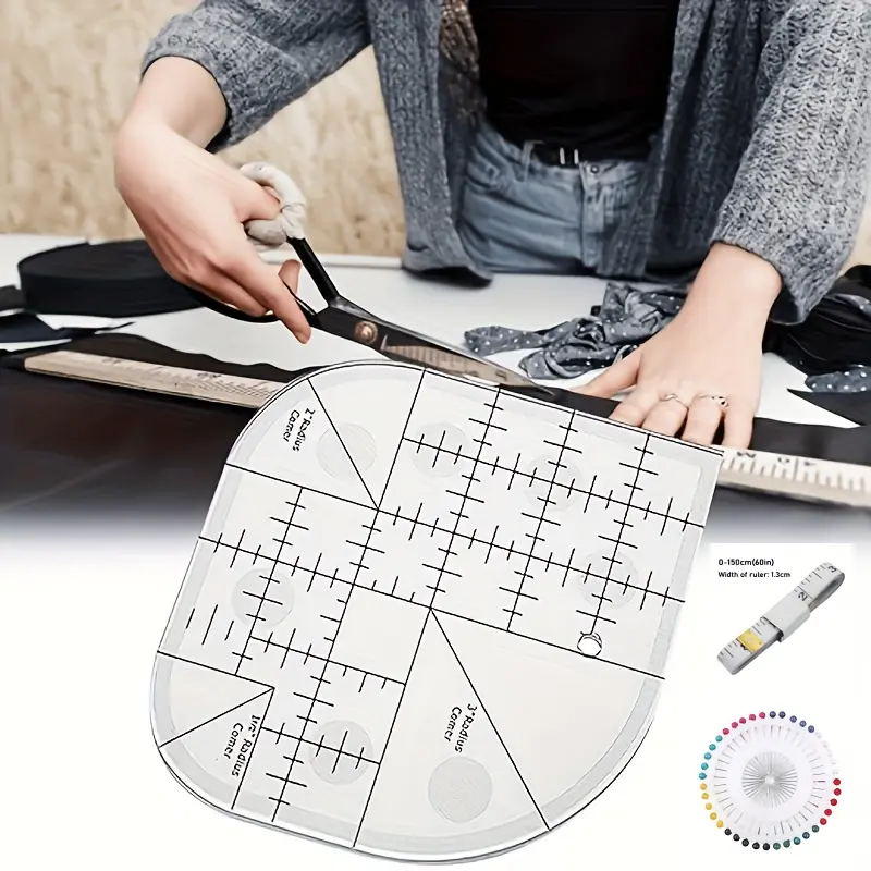 Acrylic Corner Knife - Precision Quilt Ruler, White DIY Template Accessory, Sewing Auxiliary Tool for Sewing Supplies Crafts