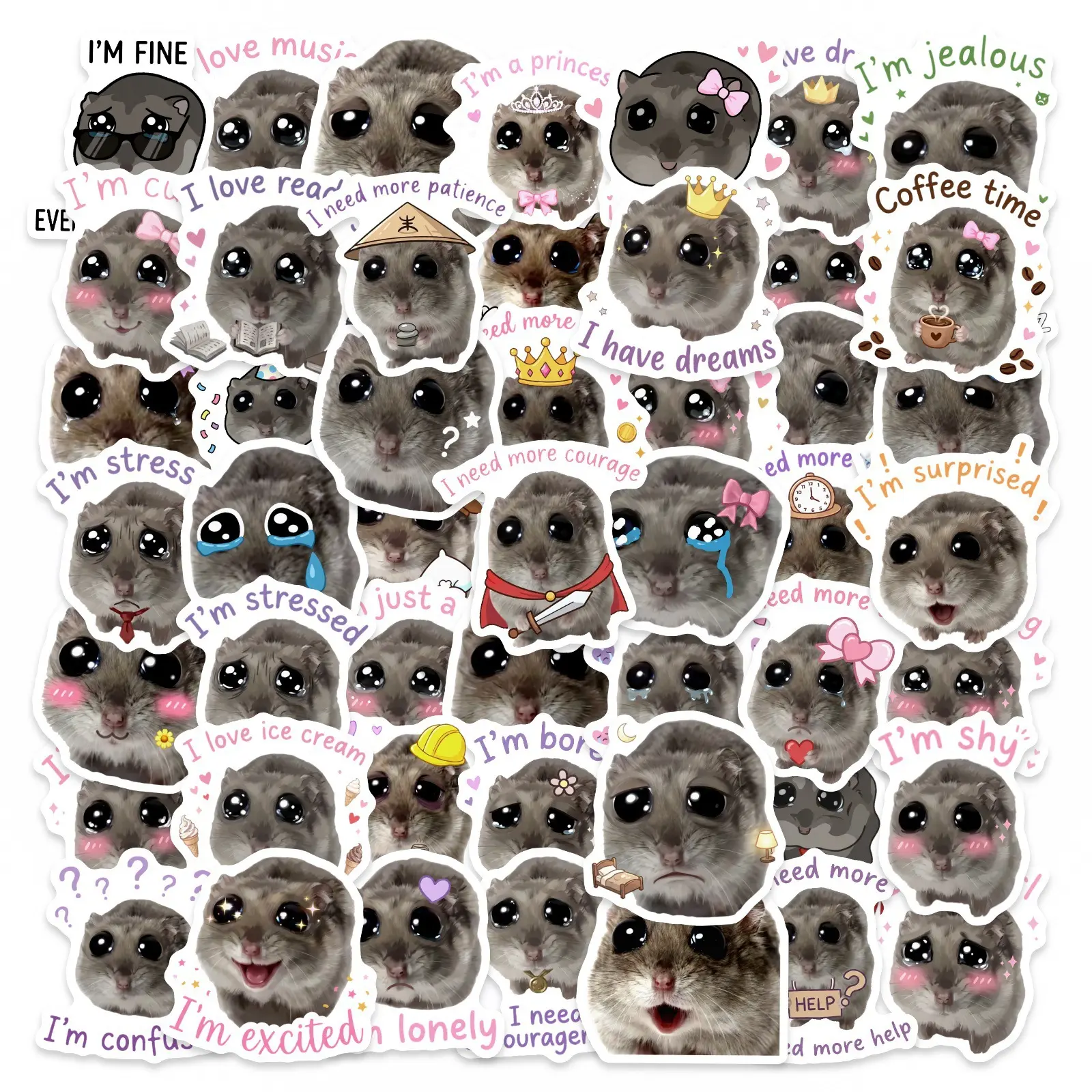 50 Cute and Fun Cartoon Hamster Stickers, Suitable for Scrapbooks, Diaries, Laptops, Water Bottles, Cars, and Other Items. Car Decorative Sticker, Cute Car Accessories. A Gift with A Positive Message and Based on Beliefs. Decals