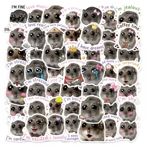 50 Cute and Fun Cartoon Hamster Stickers, Suitable for Scrapbooks, Diaries, Laptops, Water Bottles, Cars, and Other Items. A Gift with A Positive Message and Based on Beliefs.
