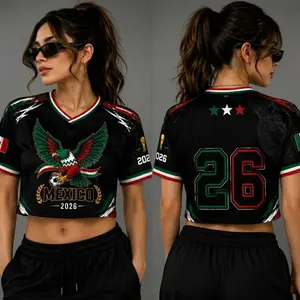 Crop Top Jersey Mexico 2026 Eagle Soccer Jersey Set, Women Crop Top Jerseys