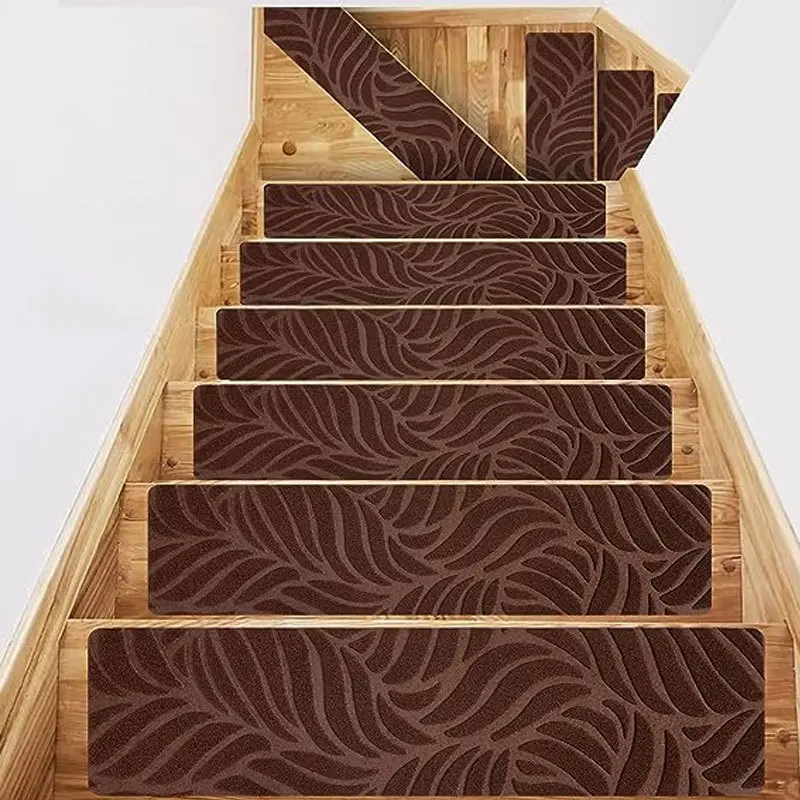 Embossed staircase in banana leaf coffee color