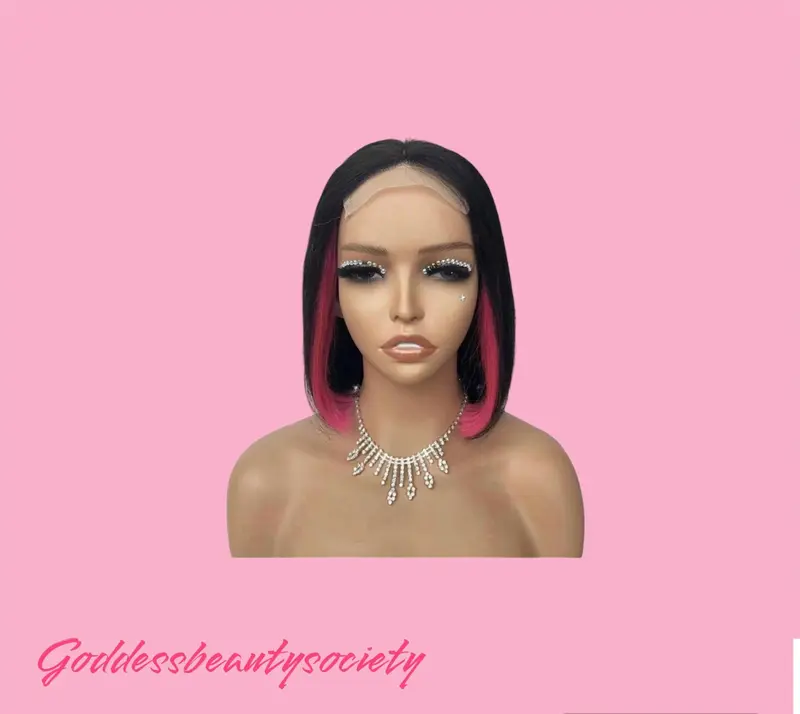 Pink ShowThrough 4x4 Transparent Lace Frontal Wig hair extensions virgin hair