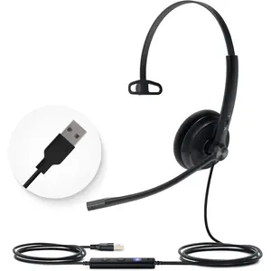 UH34 USB Headset with Mic, Single Ear Wired Headphones with Noise Cancelling Microphones, Professional Work Headphones VoIP Phone  Call Center Office,Ultra Light Mono