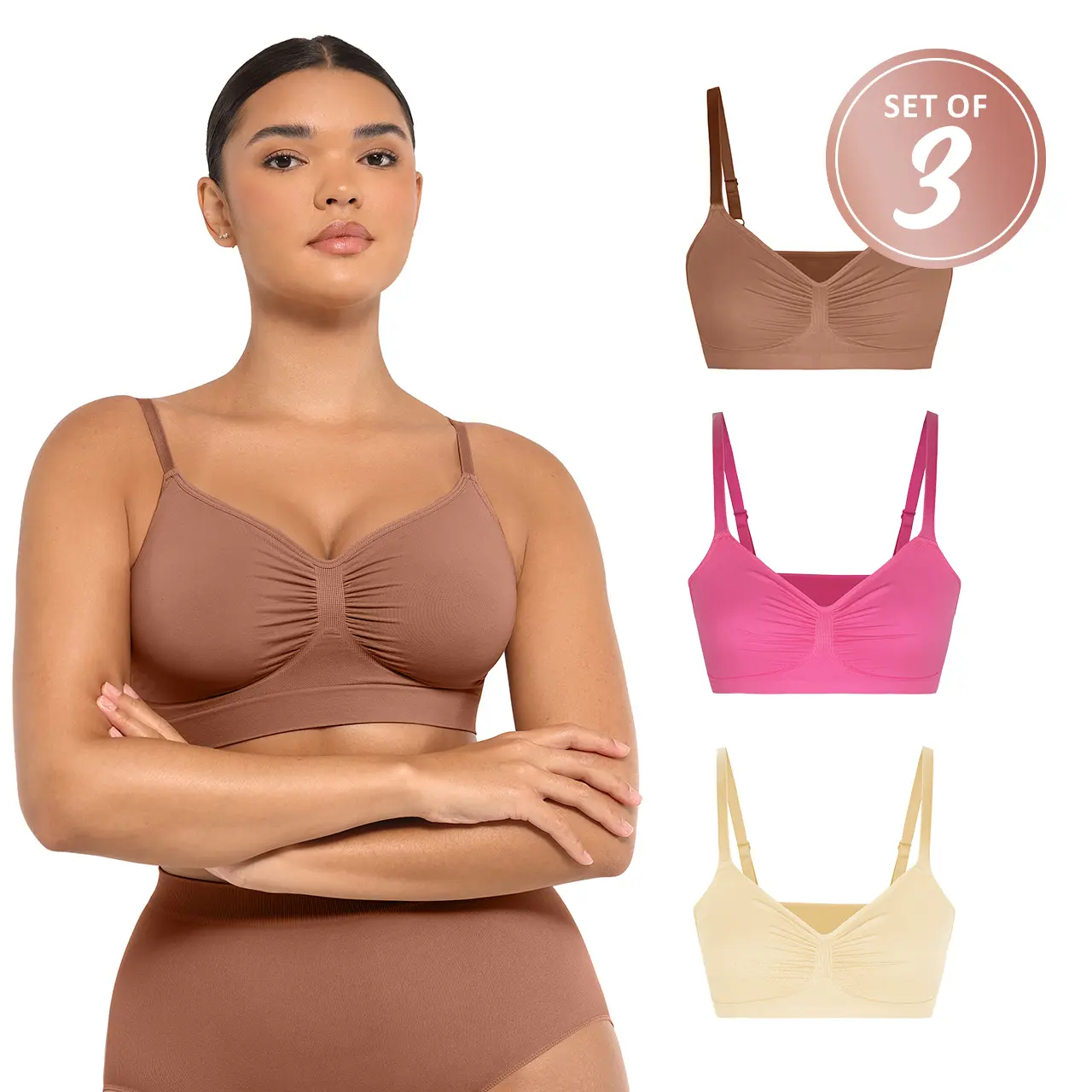 Light Beige & Bright Pink & Light Coffee