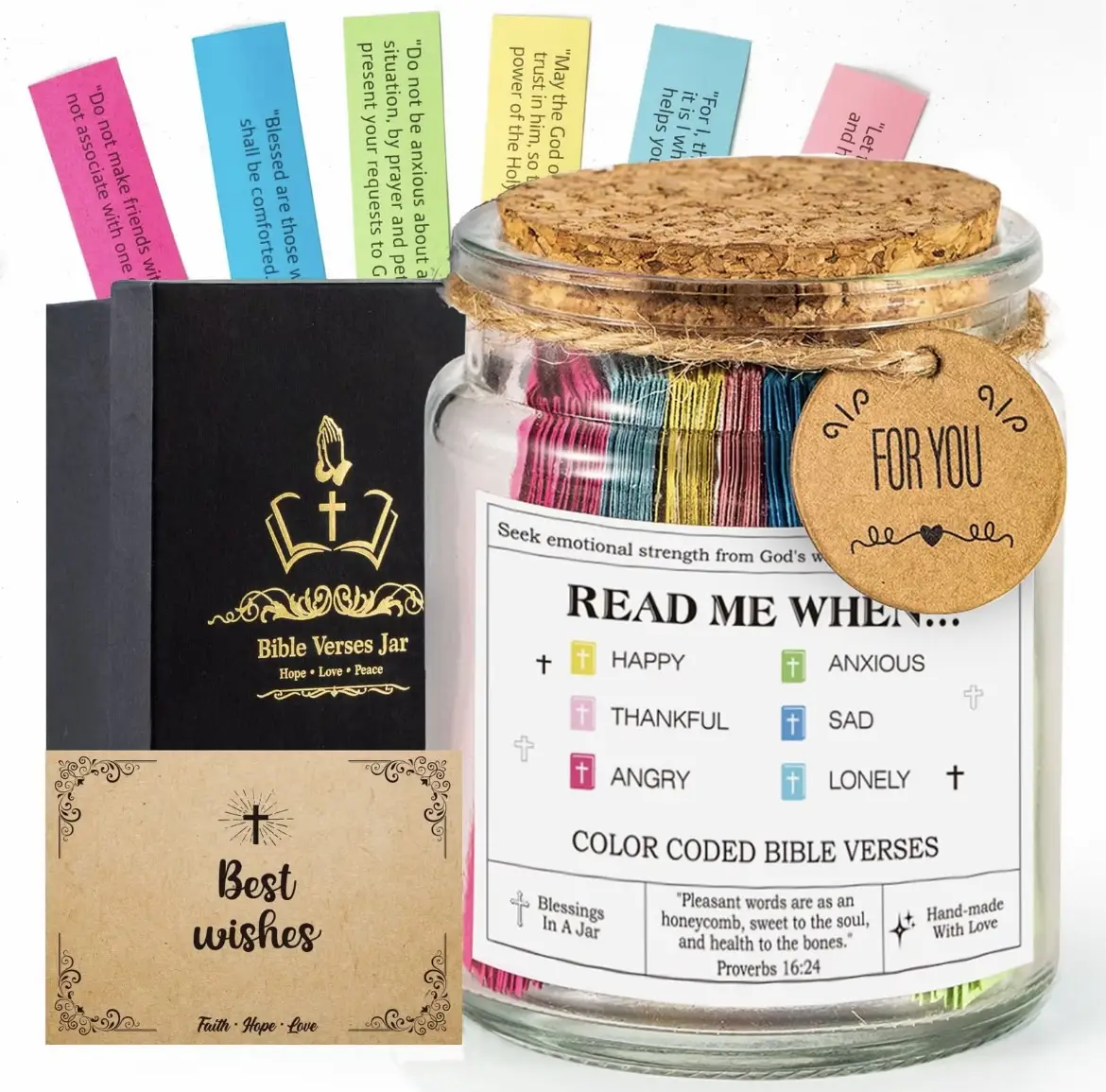 2025 Inspirational Bible Verses：The Hope Jar Bible Verses,Read Me When Bible Verses Jar for Emotions and Feelings, for Mom,Daily Motivational Scriptur