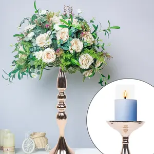 10 Pcs 19.5" Tall Gold Candelabra Candle Holder Vase for Wedding Flowers Centerpiece Decoration Ceremony Ornaments