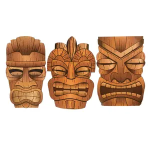 34" - 36" Jumbo Brown Tiki Mask Cardboard Cutouts - 3 Pc.