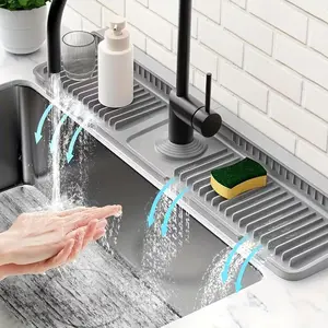 Non-Slip Splash Guard Mat for Sink Drain Pad, Fast-Drying Protective Mat for Bathroom Kitchen Sinks, Easy Clean Surface, Compatible with Single Hole Faucet, Water Splash Guard