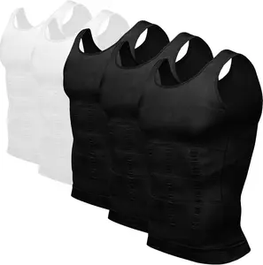5-1 Pack  Mens Athletic Compression Shirt Sleeveless Body Shaper Tight Tummy Vest Thermal Shapewear Base Layer Running Basketbal Workout Tank Top Menswear Undershirt Breathable Underwear