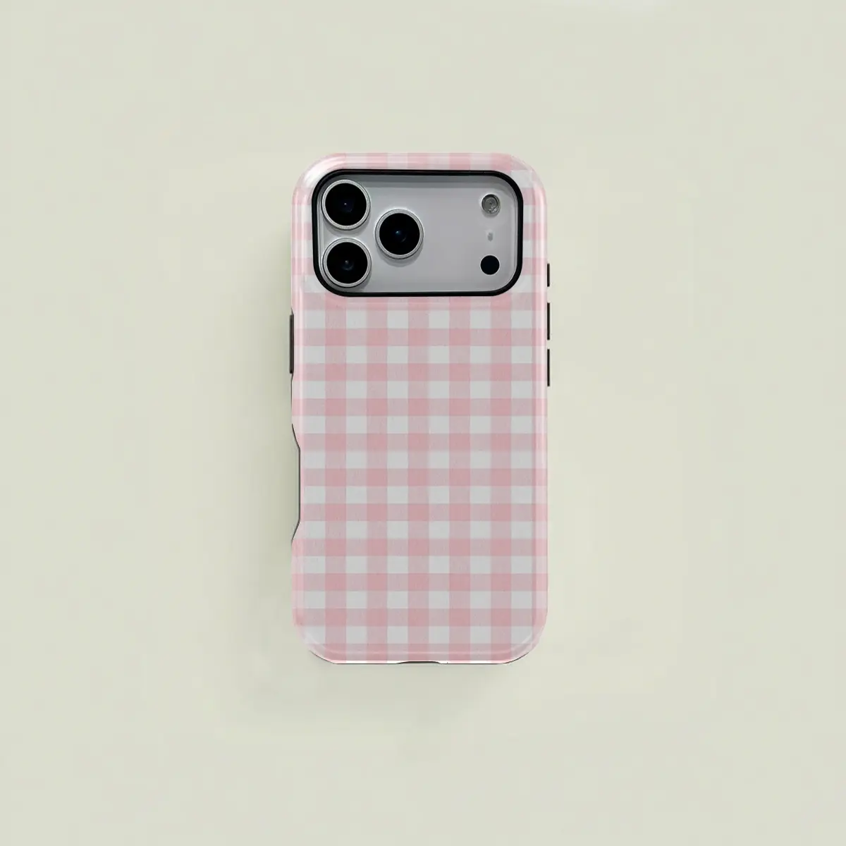 1 pc pink plaid double-layer protective case Shockproof Phone Cover, Accessories, two-in-one protective case, suitable for iPhone 17 16 15 Pro 14 Plus 15 Plus 16Plus 17Plus Samsung Galaxy S25 S24 S23 Ultra series protective case