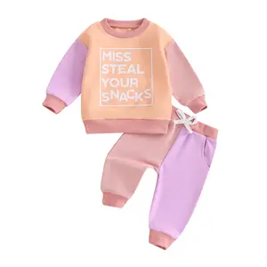 Baby Girl Fall Clothes Set Long Sleeve Letter Print Sweatshirt Pants Toddler Infant Outfits 6 12 18 24 Months 2T 3T 4T