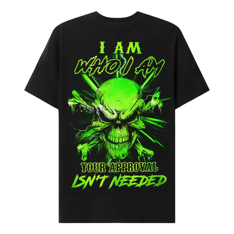 Mens Chaosmoda Generation X "I Am Who I Am Your Approval Isn't Needed" Custom Year Skull Cotton T-shirt - Menswear Streetwear, Short-Sleeve, Soft, Casual Crewneck, Breathable