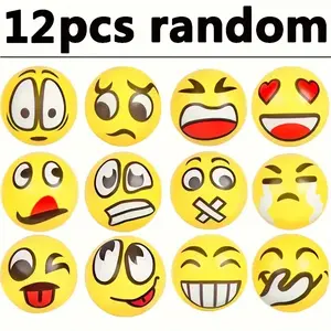 12 Random Face Stress Balls (2.5 Inches), Squeeze Balls, Fun Foam Balls, Anxiety Relief Toys, Wrist & Finger Exercisers