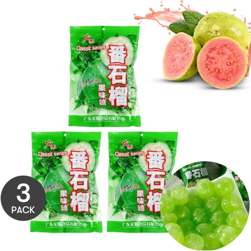 HONGYUAN Guava Flavor Hard Candy 3 Packs 350g Each Classic Fruit Snack for Holidays Sweet Treats Sour & Candy Exquisite Packaging