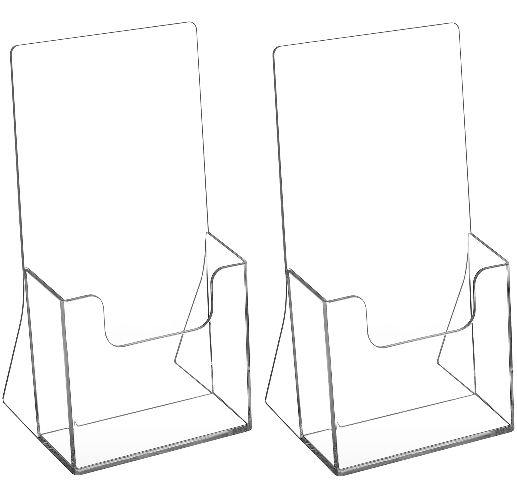MaxGear 4-in Clear Acrylic Brochure Holder 2-Pack, Office Stationery Stationery Organizer Table Organizer Flyer Stand, Countertop Display for Trifolds, Pamphlets, Magazines