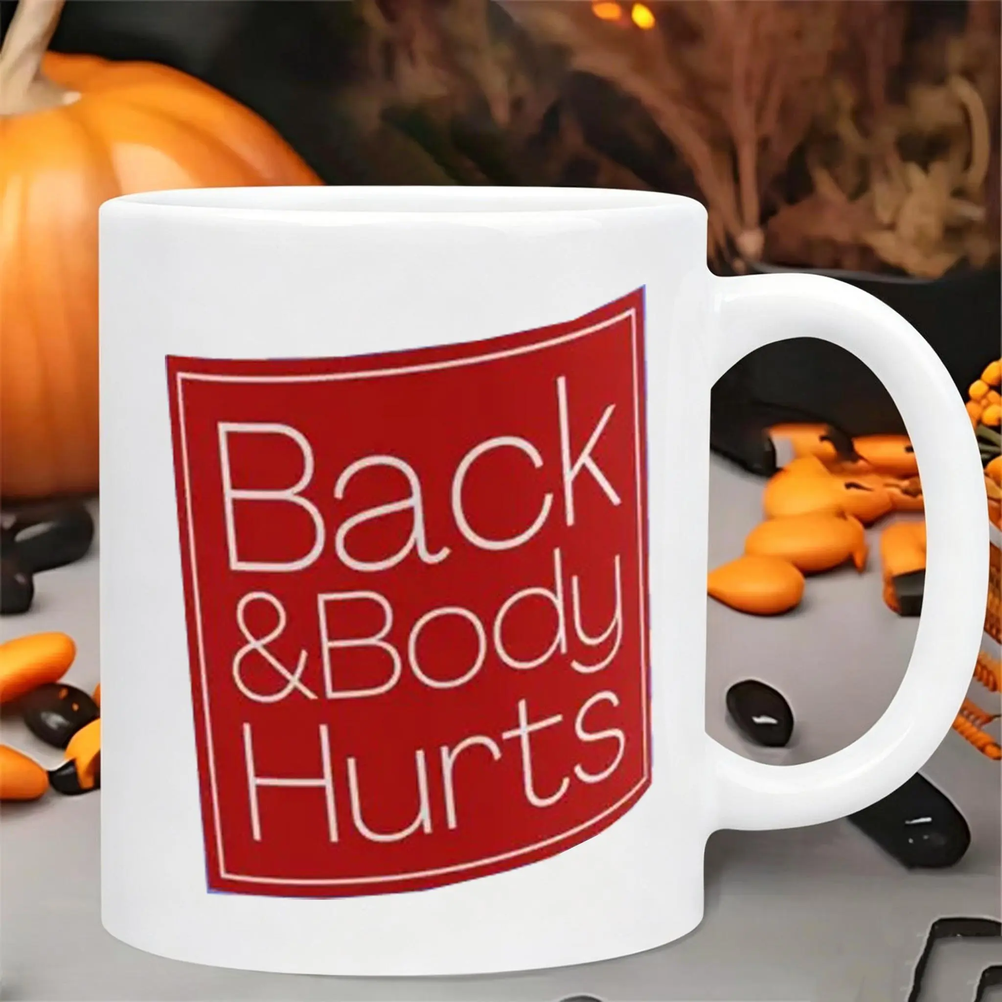 Hand-painted Pattern Mug Funny Back & Body Hurts Ceramic Coffee Mug, Tea Cup, Stress Cool Humor Gift For Woman, Mom Wife, Cute Work Stupid Weird Joke Drinkware Sky,Coffee Mug. Meme Pattern Mug