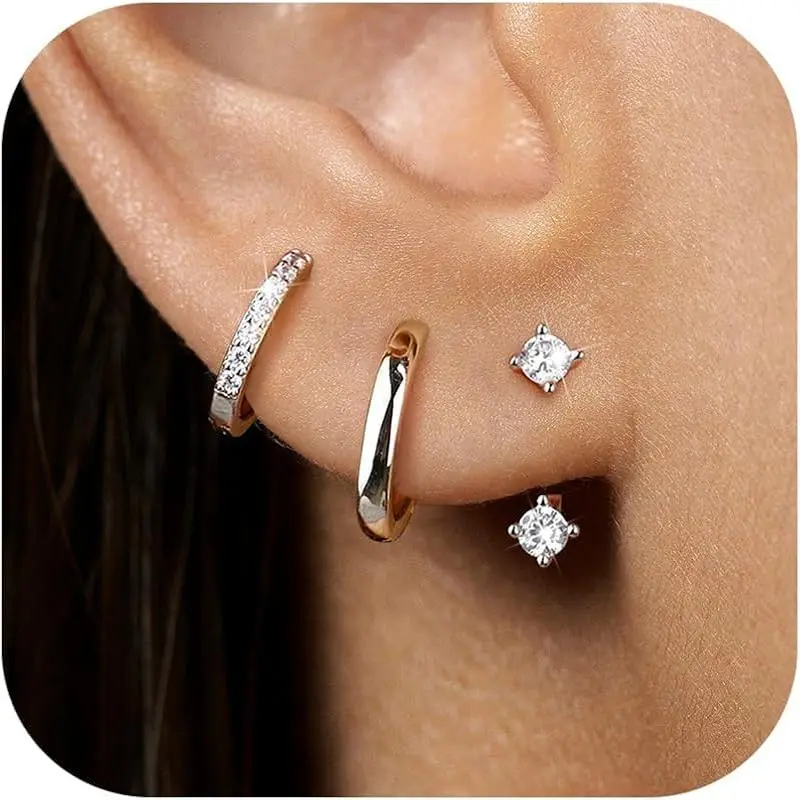 2 Pairs of Hoops + 1 Pair of CZ Studs