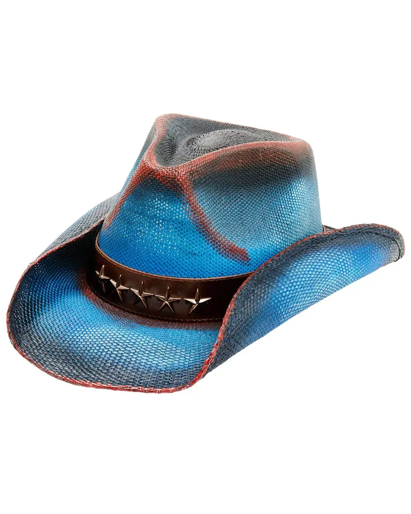Blue Crystal Denim Fedora Rhinestone Hat Brim Womens Cowboy Cowgirl Western Blue Rhinestone Western Denim Hat | Sparkly Cowgirl Wide  main image 2