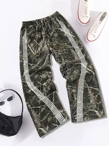Women's Camo Print Tree Embroidery Adjustable Drawstring Sweatpants, Casual Comfy Soft Trousers for Daily Wear, Ladies Bottoms for All Seasons