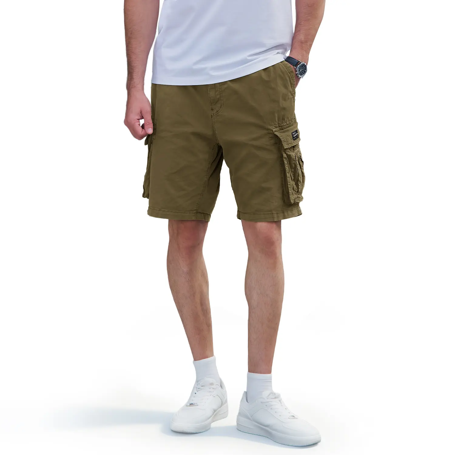 MAGCOMSEN Mens Cotton Cargo Shorts Elastic Waistband Drawstring with 6 Pockets Fashion Shorts for Men Summer Casual Work Fathersdaygift