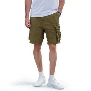MAGCOMSEN Mens Cotton Cargo Shorts Elastic Waistband Drawstring with 6 Pockets Fashion Shorts for Men Summer Casual Work