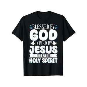 Blessed By God Loved By Jesus Christian Graphic T-Shirt, Comfort Cotton Oversized Outfit, Faith-Based Religious Tee, Casual Fashion Top, Perfect Gift for Him/Her, Great Easter & Birthday Gift for Christian Friends & Family
