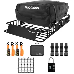 Mockins 64"x39"x6" Extendable Roof Carrier & 16 Cu Ft Roof Bag