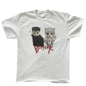 Berserk Cat T-Shirt, Anime Graphic Tees , Unisex Tshirt, Fashion Trends Shirt, Gifts Shirt, Menswear Womenswear Streetwear, Aesthetic, Heavyweight Cotton Comfort Top Regular Fit Y2k Outfit Outdoor Affliction Clothes