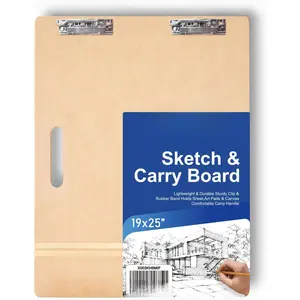 19x25 Sketch Board, Drawg Tote Board for ists with Sturdy Clip and Rubber Bands, Portable  Clipboard for Classroom and Studio Drawg