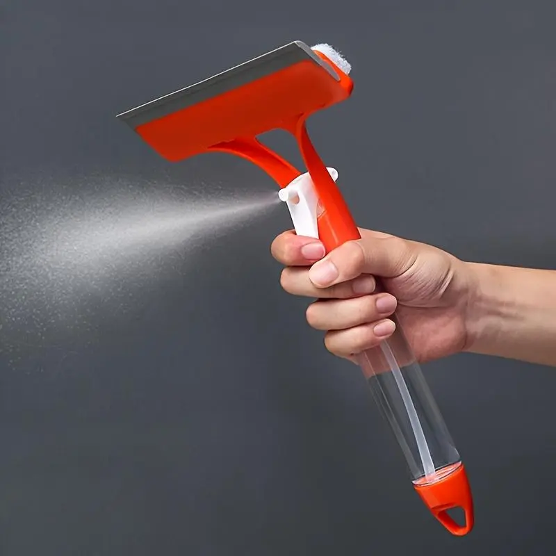 2-In-1 Multi-Use Squeegee with Windshield Wiper and Spray Bottle Attachment, Home & Auto Care Cleaning Supply