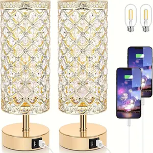 Crystal USB Touch Control Lamps 2Pack Dimmable Bedside