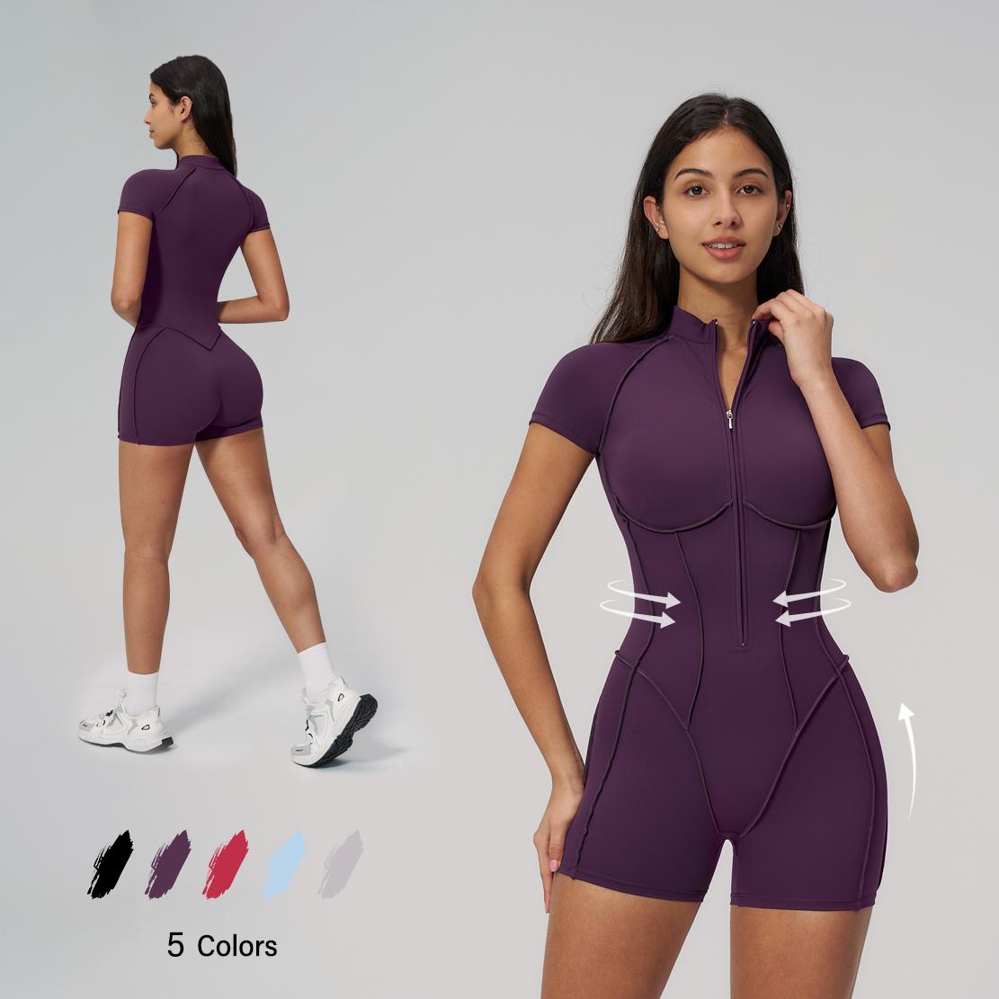 Mother's Day Gifts, Women's One Piece  Zip-Up Bodysuit Jumpsuits Short Bodycon Bodysuit Workout Summer Outfits Gym Yoga Rompers
