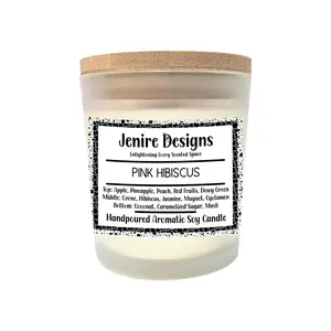 Pink Hibiscus Soy Candle (8 oz) – Tropical Floral with Crackling Wood Wick