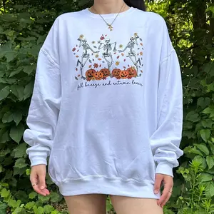 Fall Breeze & Autumn Leaves Skeletons Crewneck