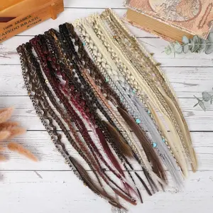 2 PCS Boho Clip In Braids with Beads & Charms | 20" Synthetic Hair Extensions for Festival, Cosplay & Daily Style