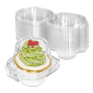 50 Pcs Individual Cupcake Containers, Clear Plastic Cupcake Holders with Lids, Spacious 3" Design for Frosted Cupcakes, Stackable & Reusable for Parties, Baking, Picnics