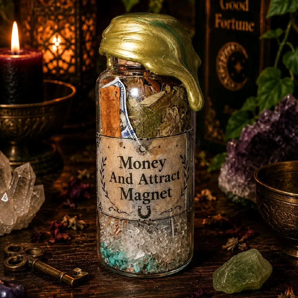 UNISEX Money and Attract Magnet Spell Jar for Attracting Money 1oz Updated