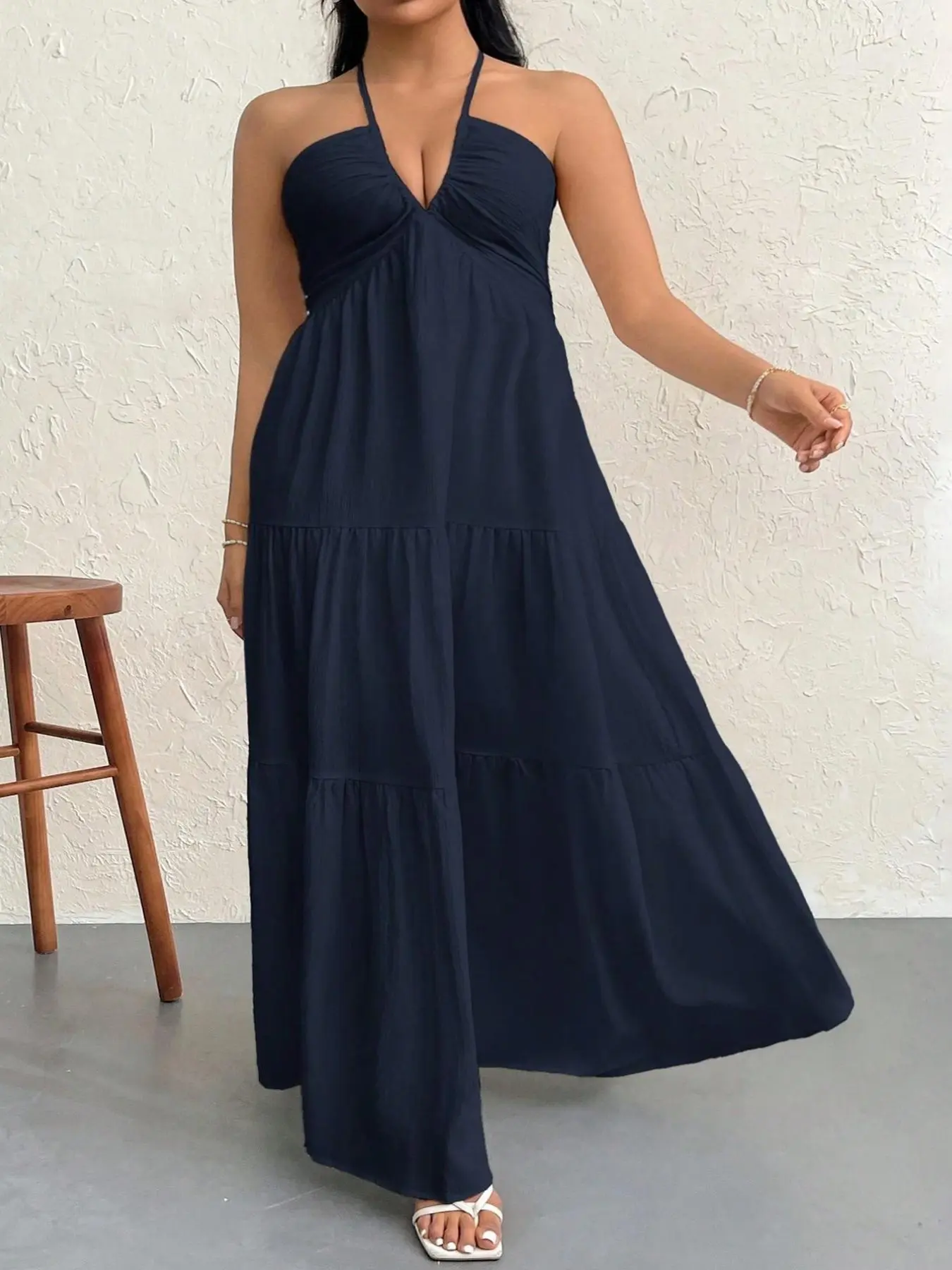 Plus Size Women's Plain Dress, Summer Clothes Women, Casual Basic Loose Fit  Sleeveless Dress for Beach