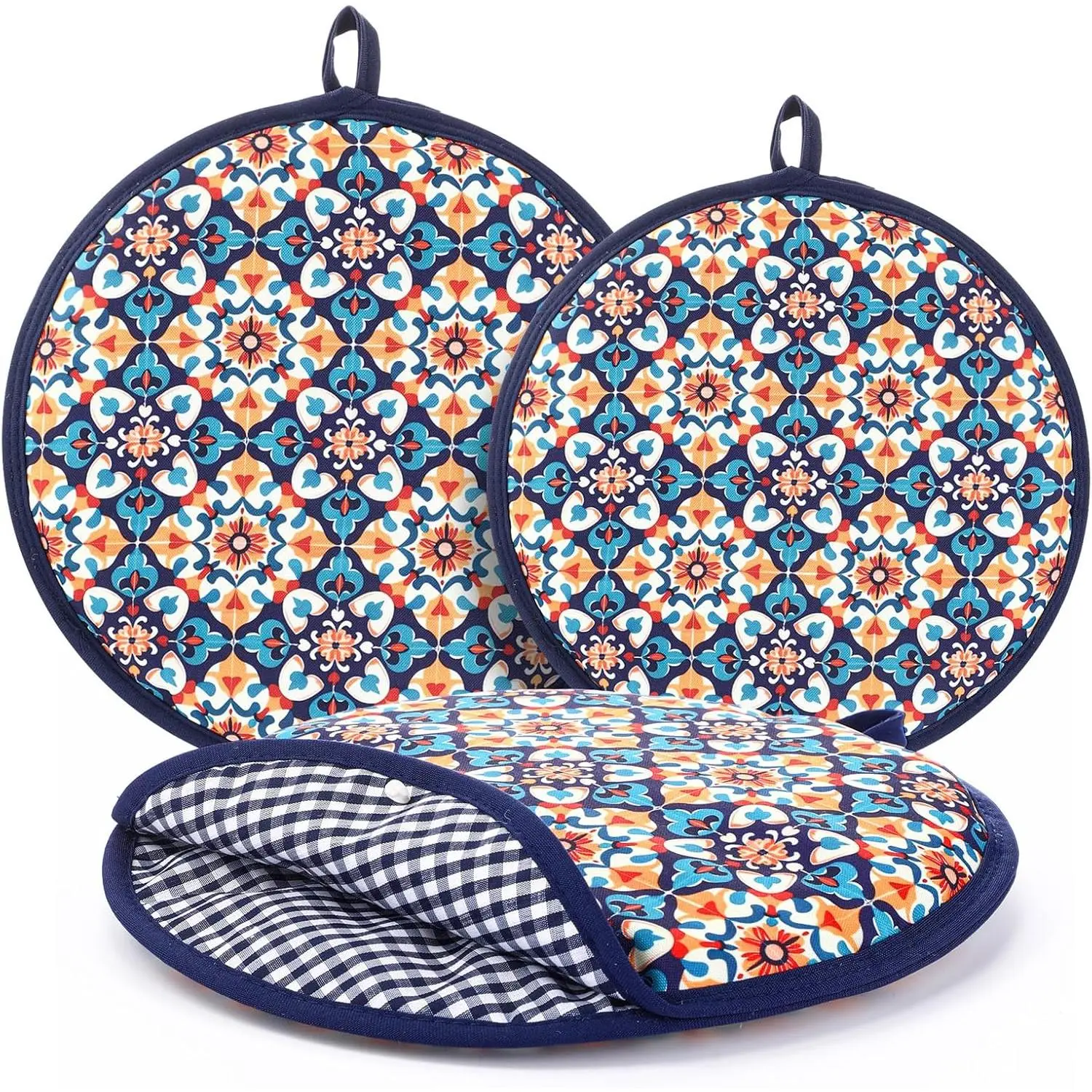 2 count 12 Inch and 10 Inch Tortilla Warmer Pouch Talavera Mexican Pottery  Insulated Tortilla Holder Microwaveable Cloth Pouch for Tacos Pizza Rolls Corn Flour Pizza Bread